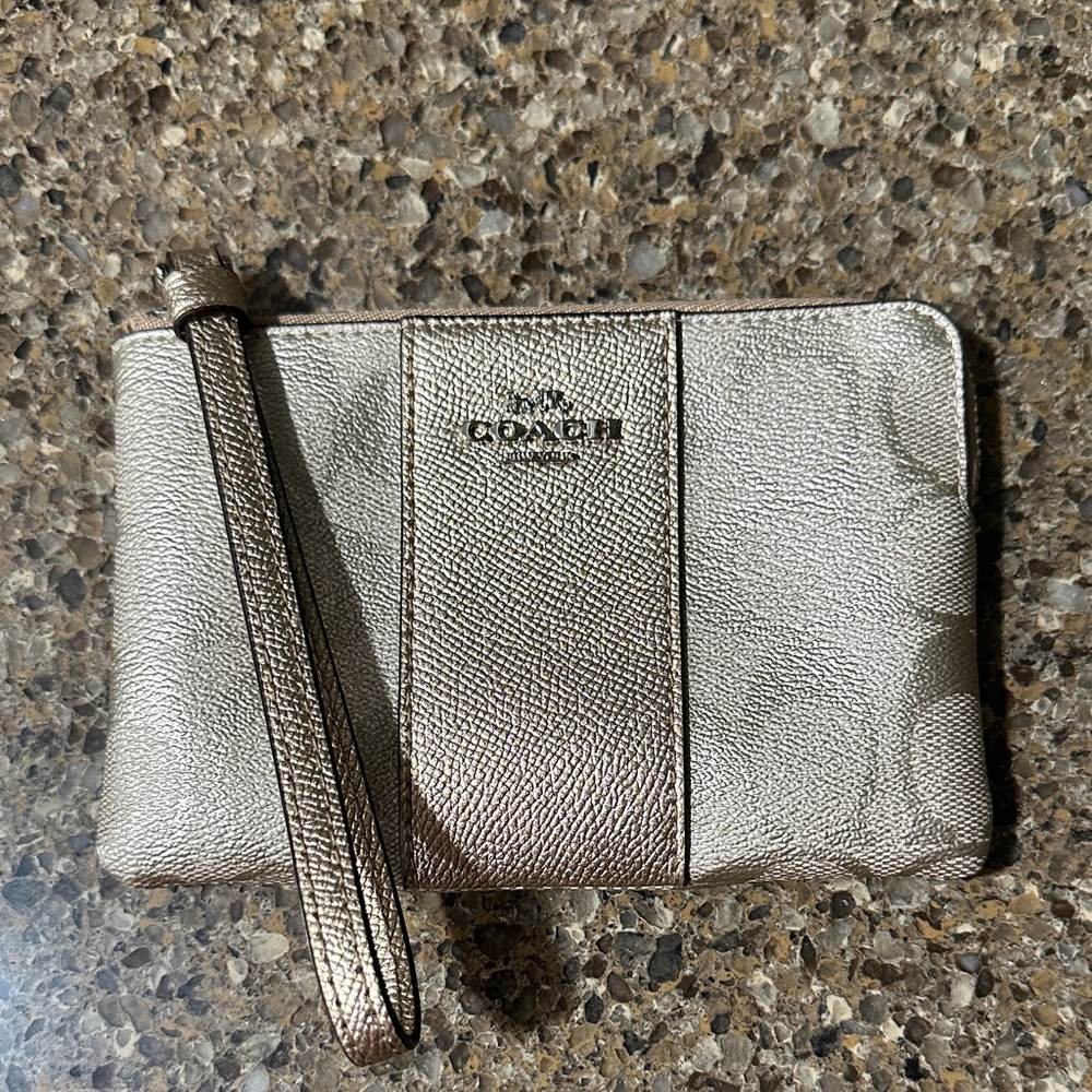Coach Metallic Gold Wristlet Clutch